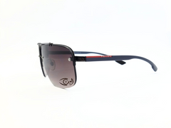 Prada- Metal- Sunglasses - Eyewear - Grey - Square - UV Protected