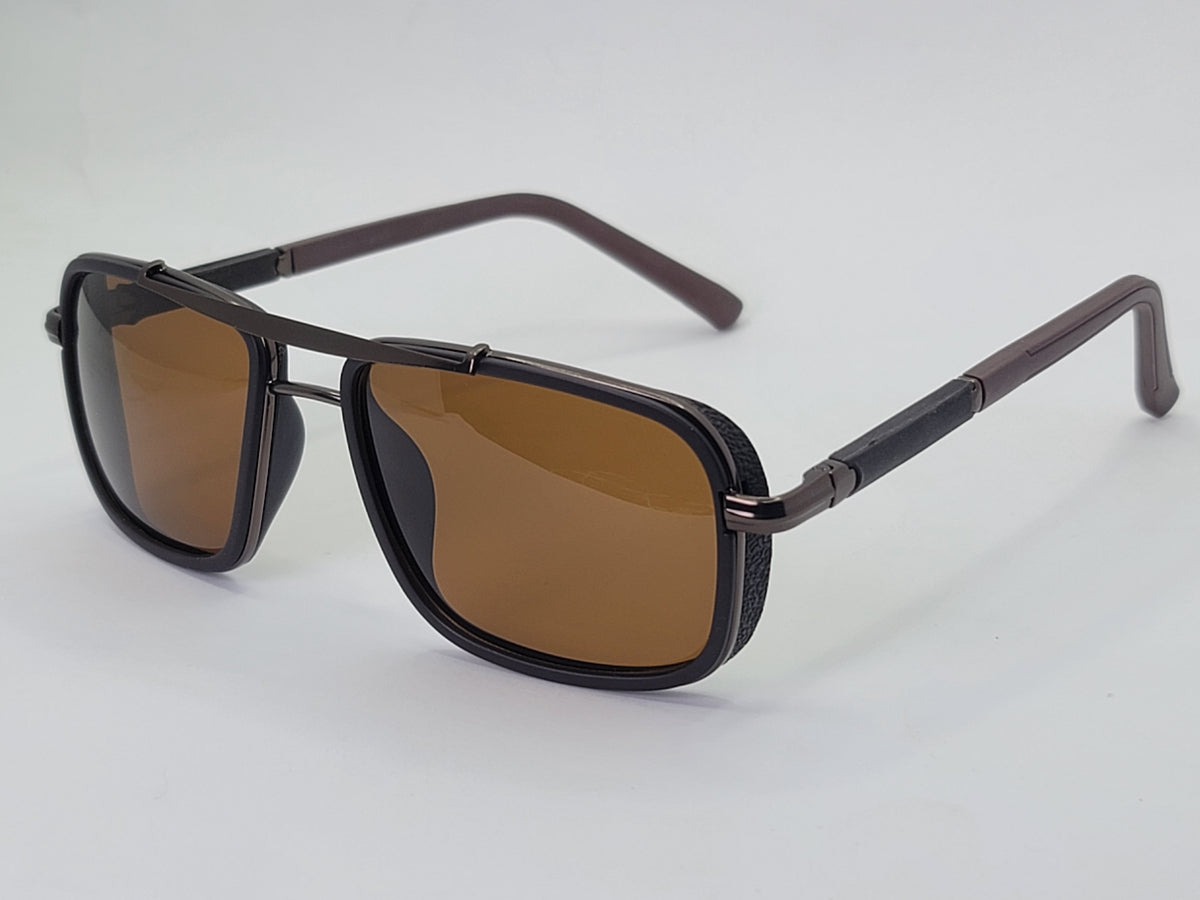 Designer Sunglasses - Brown lenses - Brown frame- MB21328 - Male - Double Bridge Square - Polarized - Medium