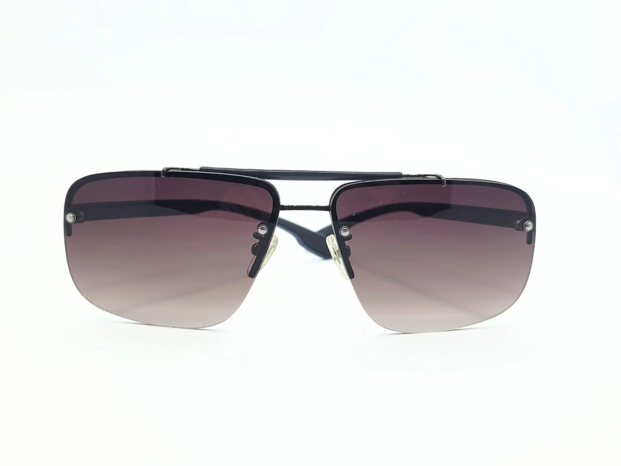 Prada Sunglasses - Grey- Metalic with Plastic Stick - Square