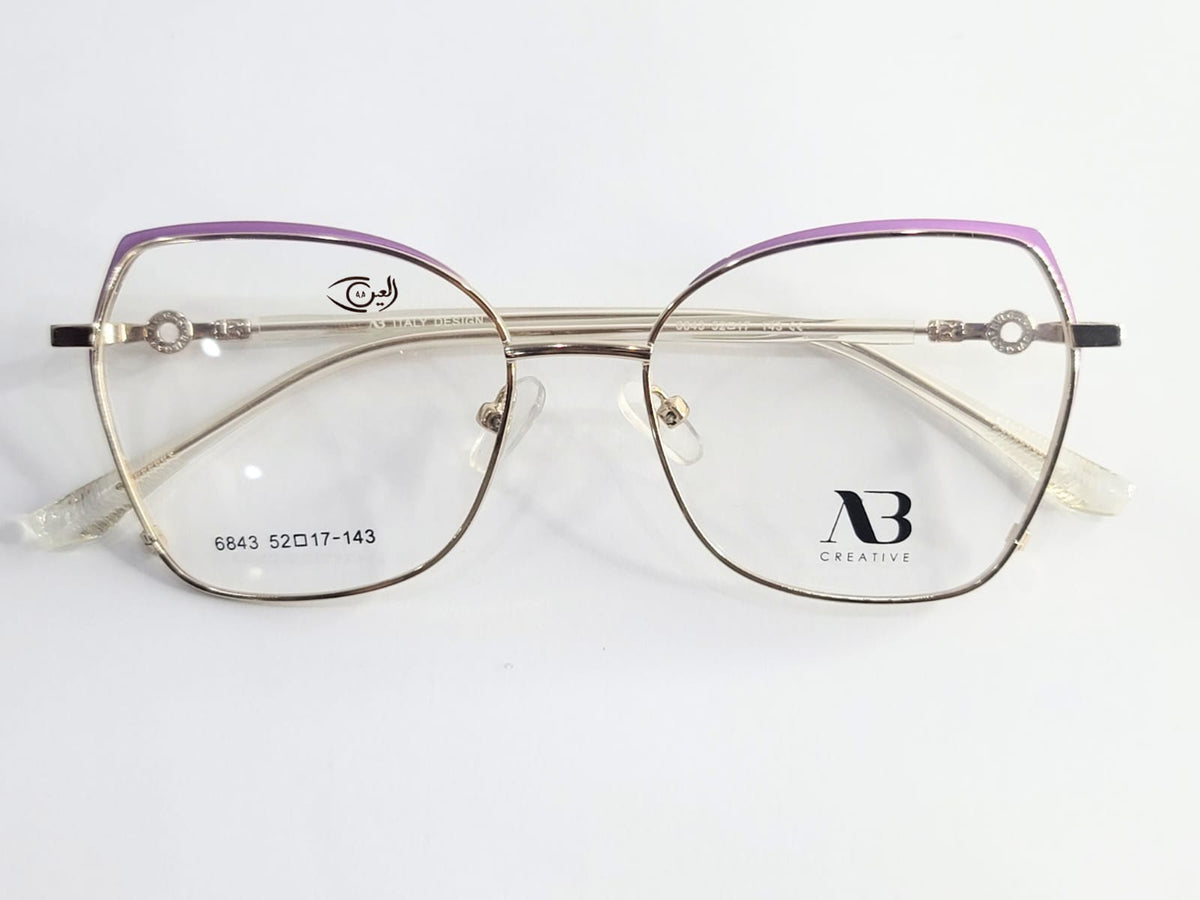 Designer - light purple with Golden stick- Female - Metal - Hexa square - Eyewear