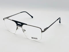 Boss-Black , Metal Gray-90386. Male-Double Bridge Square - Wide-Optics-Eyewear