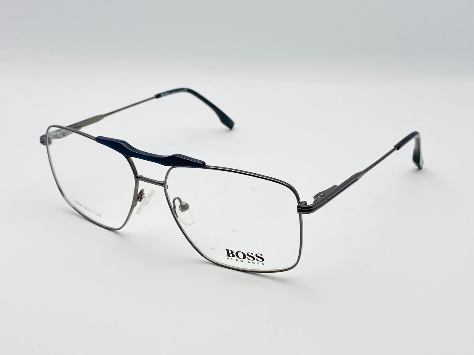 Boss-Mahroon -Golden- Blue-9396. 55-17-140-Male-Double Bridge Square -Metal-Wide-Eyewear