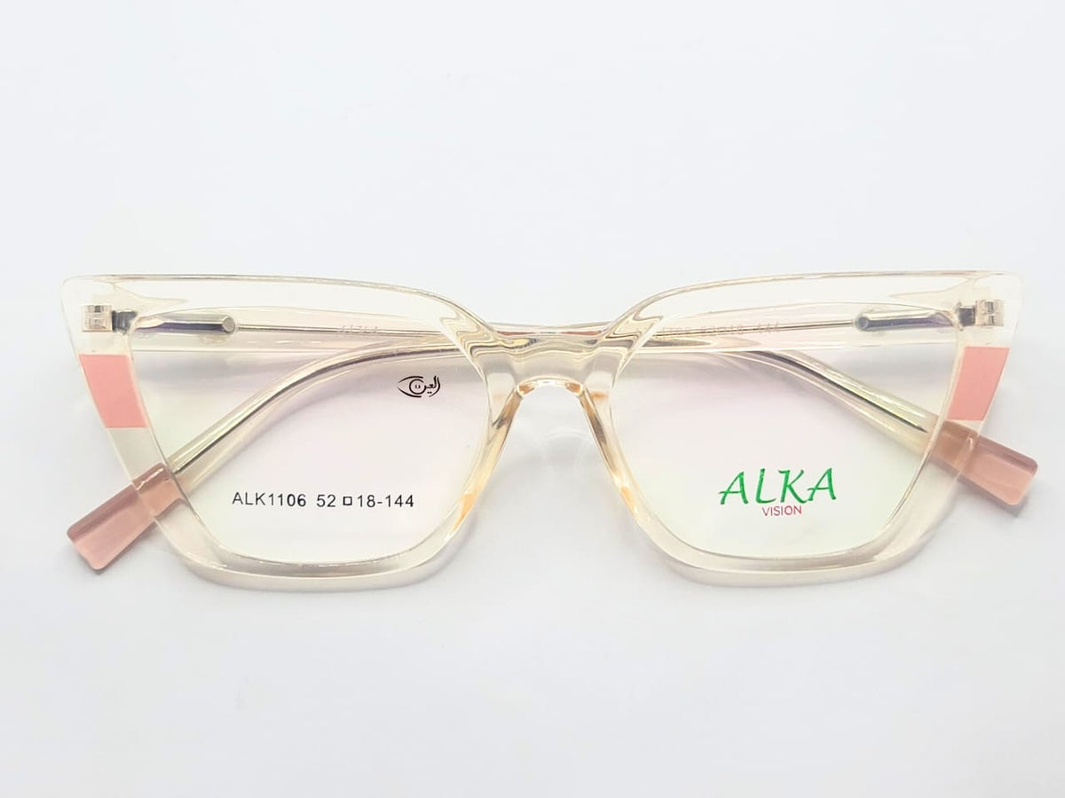 Designer - Plastic Sheet - Transparent Golden - Female - Hexa Square -  Medium - Eyewear