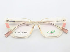 Designer - Plastic Sheet - Transparent Golden - Female - Hexa Square -  Medium - Eyewear