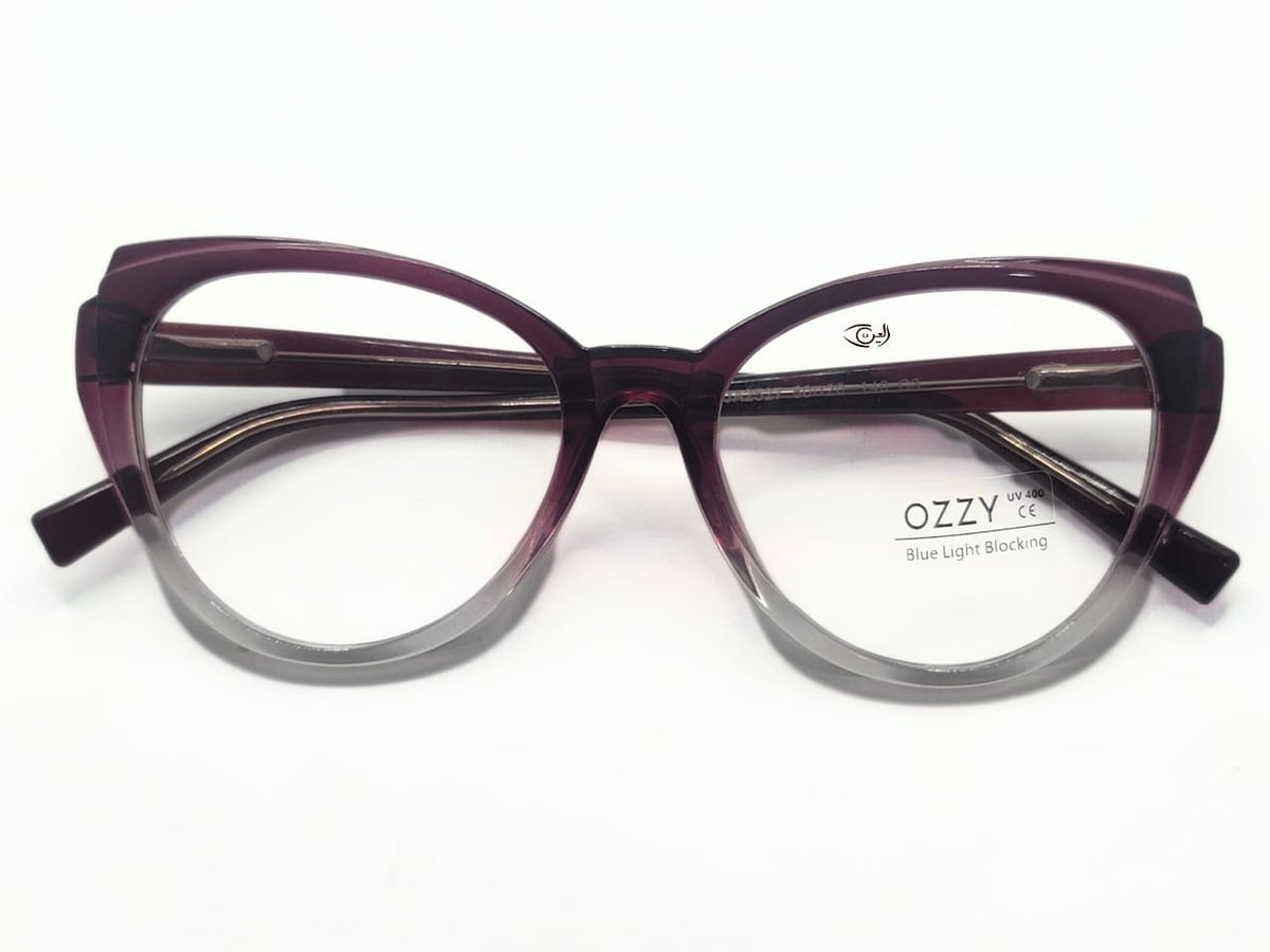 Designer - Double Purple - Female - Plastic Sheet - Cat Eye - Medium - Eyewear