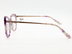 Designer - Purple Double Shade 
 - Female- Front Plastic Stick -  Metal - Cat Eye - Wide - Eyewear