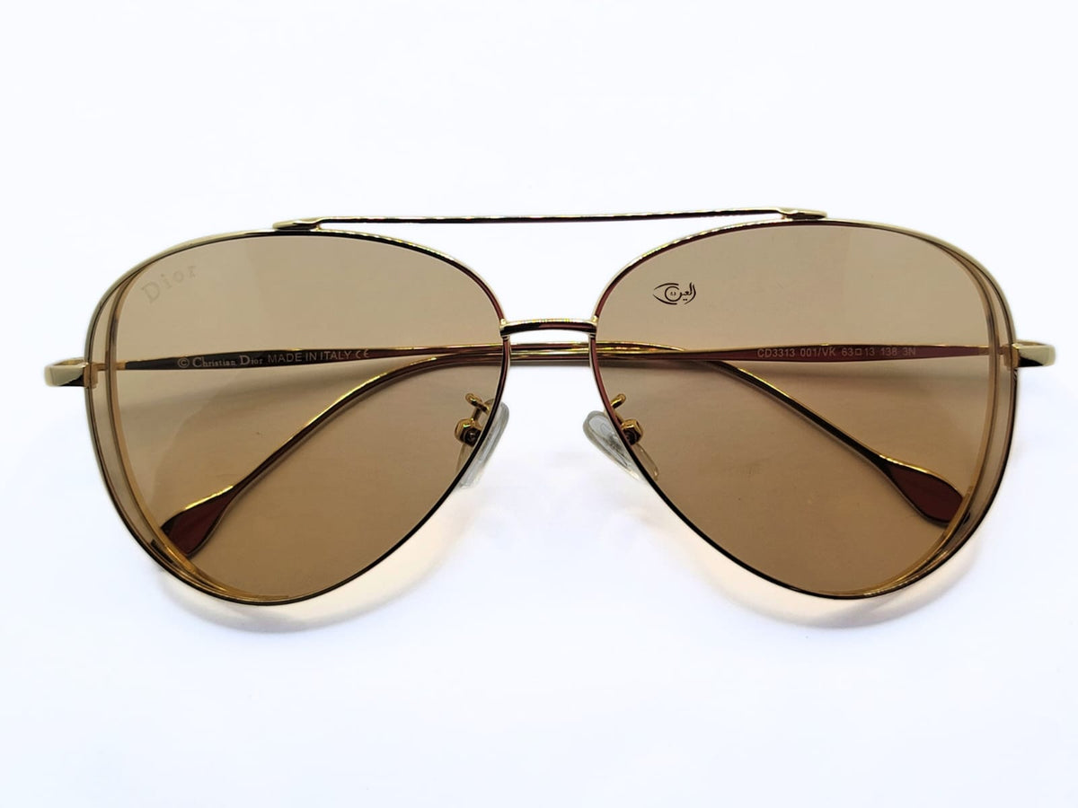 Dior - Golden - Female - Double Bridge Aviator - CR UV - Metal - Wide - Eyewear